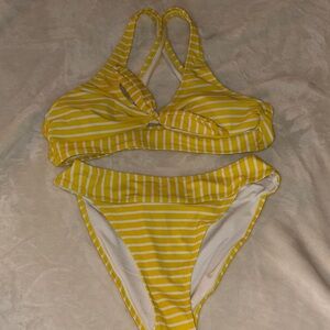 Yellow Striped Two Piece